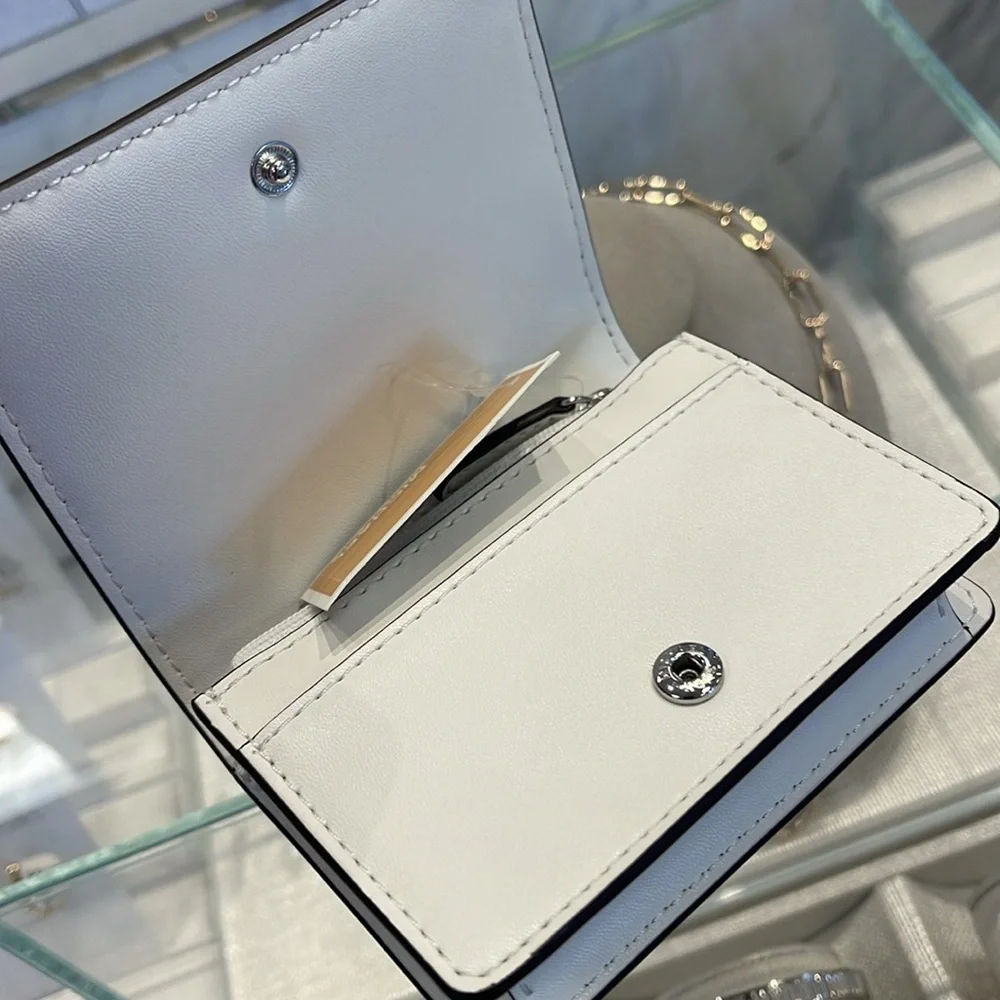 MICHAEL KORS Carson Small Pebbled Leather Wallet OPTIC WHITE NWT